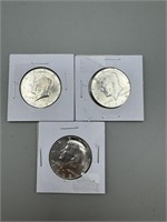 3 1968-D 40% Silver Kennedy Half Dollars
