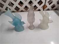 Mary and Doves Frosted Glass Figurines