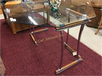 LARGE GLASS TOP TABLE W/STANDS
