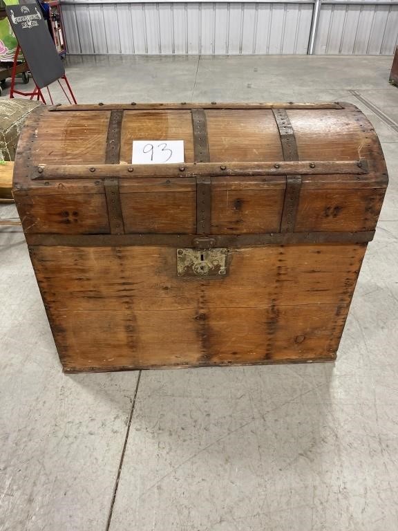 Antique wooden travel chest 36"x22"x30"
