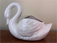 Vintage Swan Planter White Ceramic