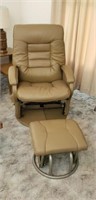 Brown Leather Recliner Glider with Glider Foot