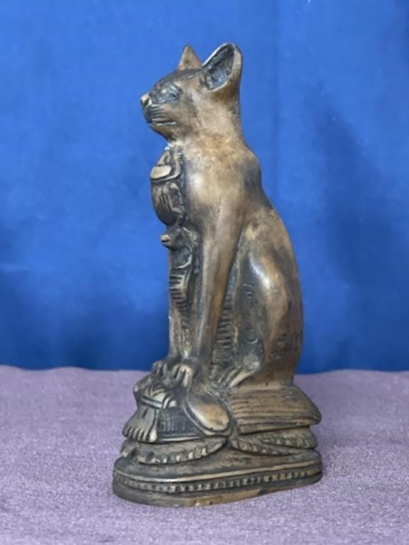 Carved Egyptian Bastet Cat Goddess Sculpture