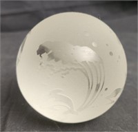 Small frosted glass paperweight