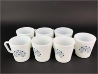 7 Pyrex Summer Impressions Milk Glass Mugs