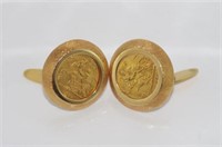 18ct gold & 1915 Sydney half sovereign cufflinks