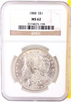 Coin 1888 Morgan Silver Dollar NGC MS62
