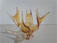Blown Glass Art Amber Centerpiece