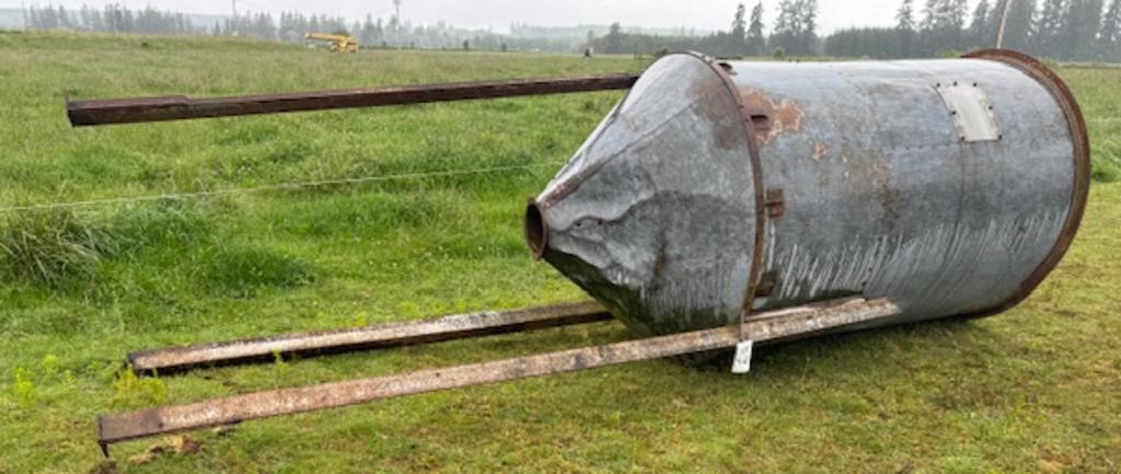 Galvanized Grain Tank, 6' X 4 1/2' w/cone