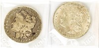 Coin Morgan Dollars 1882-S & 1921-P-VG-Ch AU