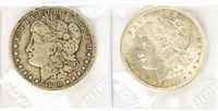 Coin Morgan Dollars-1890-O+1921-P-F-BU