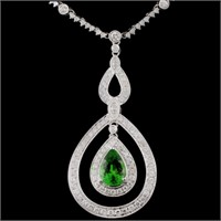 14K White Gold 1.76ct Tsavorite & 1.39ct Diamond N