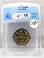 1857 Russia ANACS AU58 1/2R.