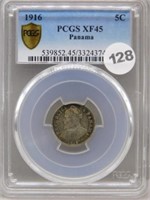 1916 Panama PCGS XF45 5 Cent.