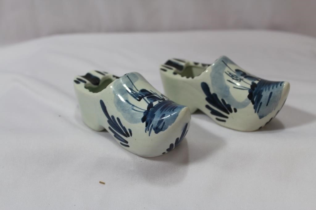 A Pair of Delft Ceramic Shoes