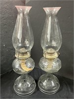 2 Antique Electrified EAPG Oil Lamp, Fluted.