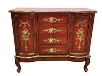Hand Painted Floral Console Cabinet