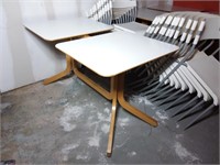 Table double blanche base en bois