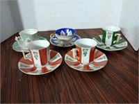 Great lot of 5 cups/saucers. Occupied Japan