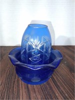 Bohemian clear cut cobalt fairy lamp. Pieces are