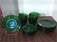 Vintage forest green tea and sandwich set. 6