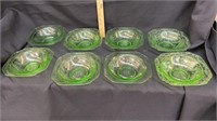 Set of Madrid Vaseline glass 7 inch bowls