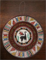 Vntg Cusco Peru Handcrafted Folk Art Pottery Plate