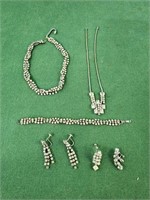Rhinestone jewelry, necklace, earrings