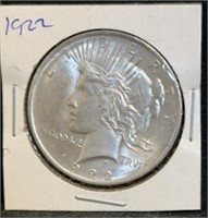 1922 silver peace dollar