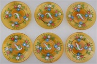 Set of 6 Gordiola Enamelled Glass Plates