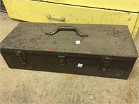 Antique metal tool box w/ contents