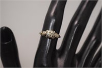 Vtg 14K Filigree Diamond Ring  Sz 5-3/4