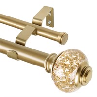 USFOOK 1 Inch Gold Double Curtain Rods 72 to 144 I
