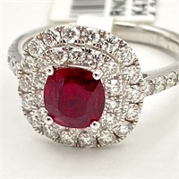 GIA 18K Gold Rare Unheated Ruby & Diamond Ring