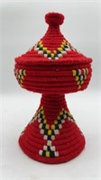 Red/ White/ Yellow/Black Woven Berber Basket