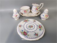 R.A. Petit Point Cream /Sugar/Tray, Hot Plate, S&P