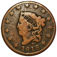 1818 Coronet Head Large Cent NICELY CIRCULATED