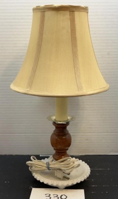 17" Vintage lamp w/ milk glass base