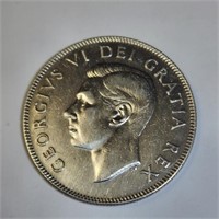 Silver Canadian 50Cent 1949 Coin