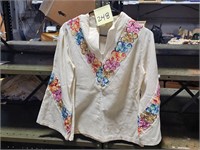 70's Cotton Embroidered Shirt (Medium)