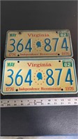 Pair of 1982 Virginia license plates