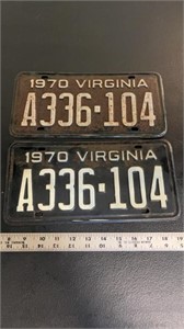 Pair of 1970 Virginia license plates