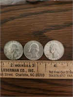 3 1964 Washington Silver Quarters