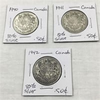 80% Silver Canadian .50 cent pieces.