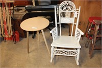 White Rocking Chair and Table