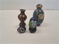 COLLECTION OF MINITURE CLOISONNE ITEMS X 4