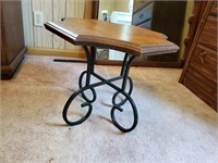 Wrought Iron / Wood Table 20" x 20" x 17"