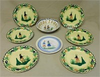 French Henriot Quimper Plates and Bowl.