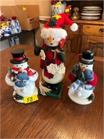 Three Snowman Nutcrackers