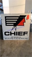 Chief Grain Bin Sign, tin, 35”x35”